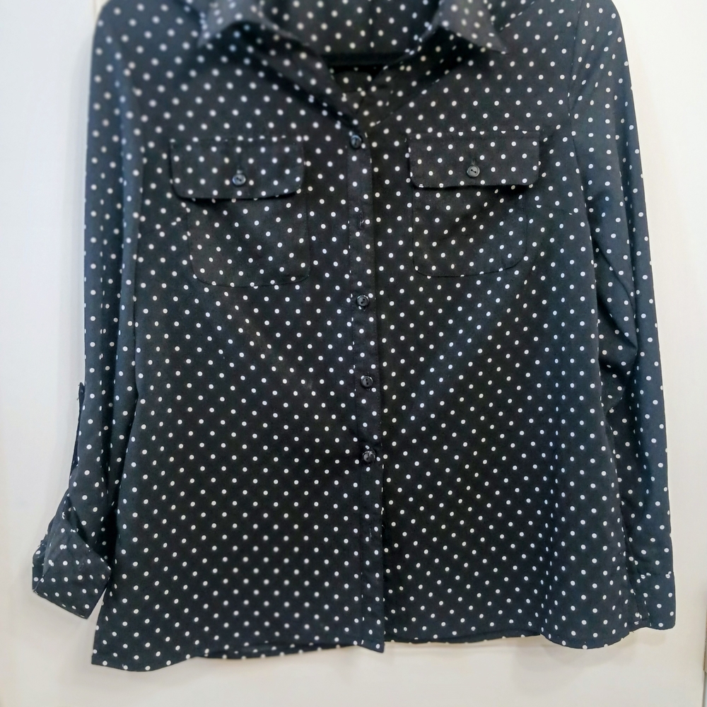 Notations Black and White Polka Dot Blouse